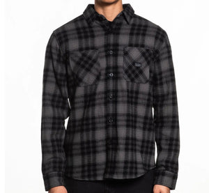 Sullen Black and gray plaid shirt on a white background
