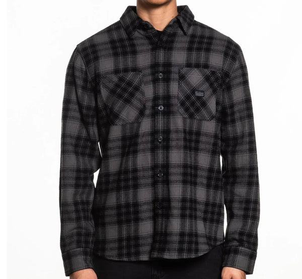 Sullen Black and gray plaid shirt on a white background