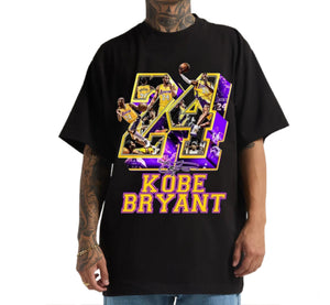 Black t-shirt with Kobe Bryant graphic design on a white background